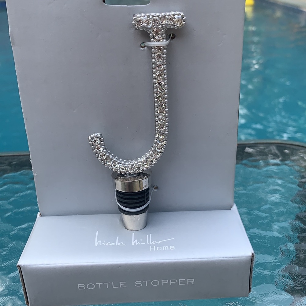 Nicole Miller Wine Stopper Letter J in Crystals